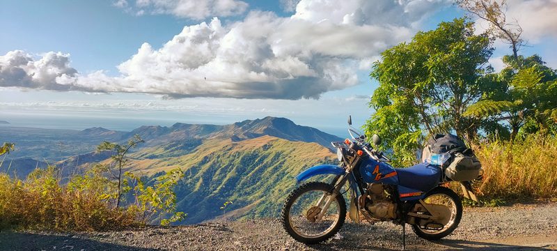 Bike with coastal mountain view