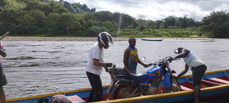 Loading bike onto river boat